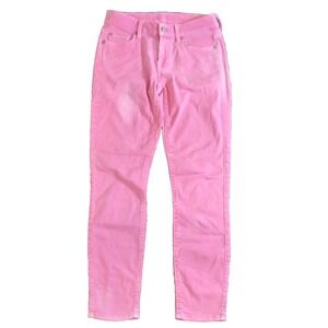 7 For‎ All Mankind Jeans Women's Sz 25 Pink The Cropped Skinny Stretch Low Rise